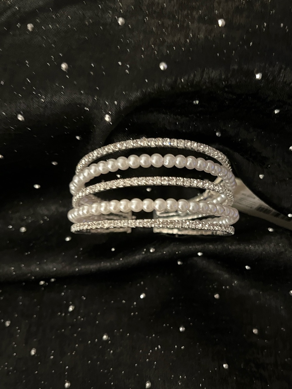Elegant Silver Pearl and Crystal Multi-Row Bracelet - Women Jewelry